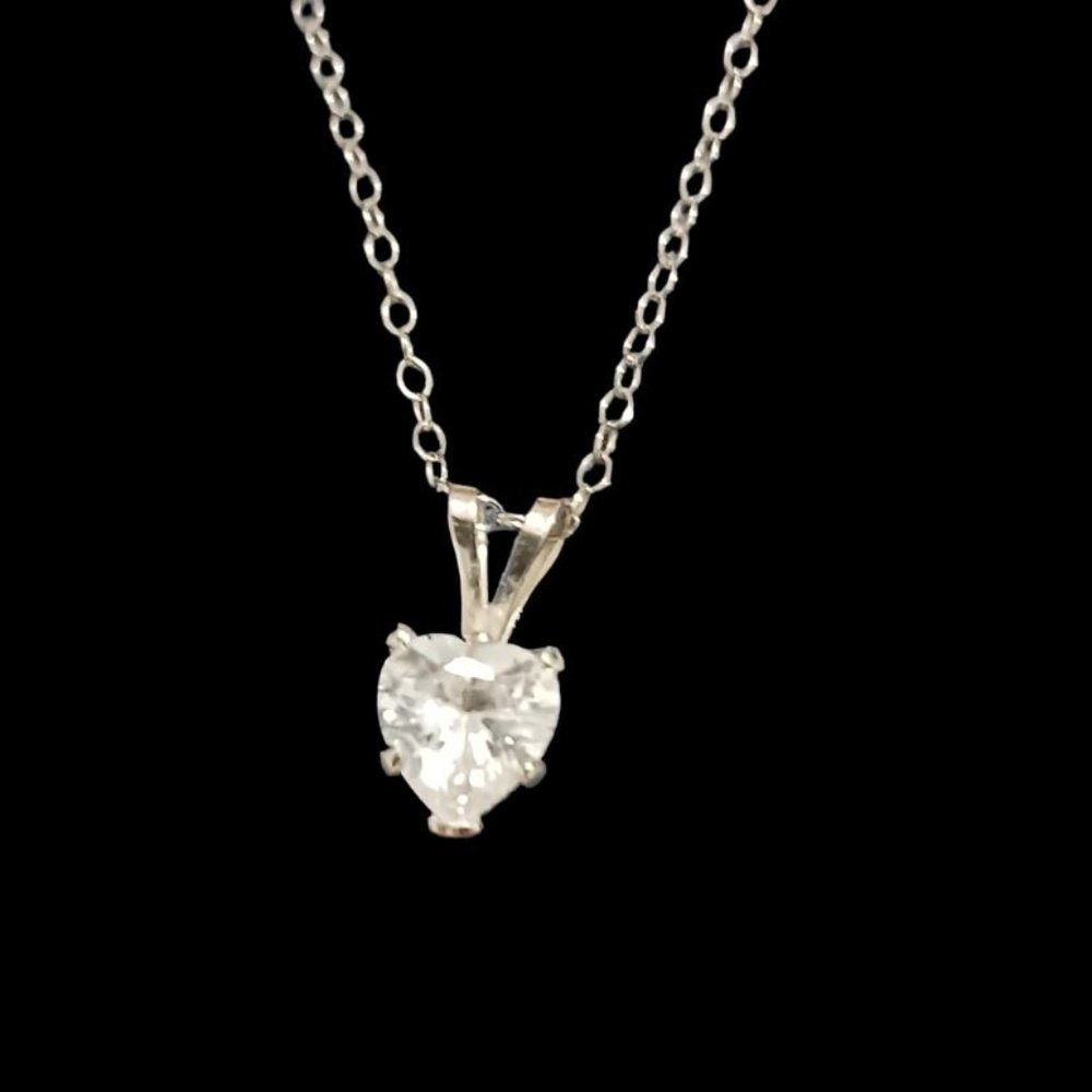 925 Sterling Silver CZ Heart Necklace